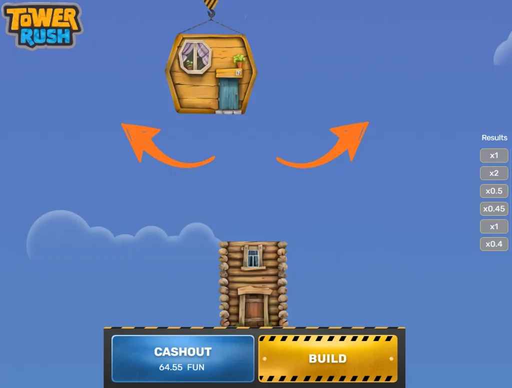 Tower Rush - biên độ chuyển động của cần cẩu